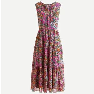 J.Crew Tiered Midi-dress in Micro Meadow Print